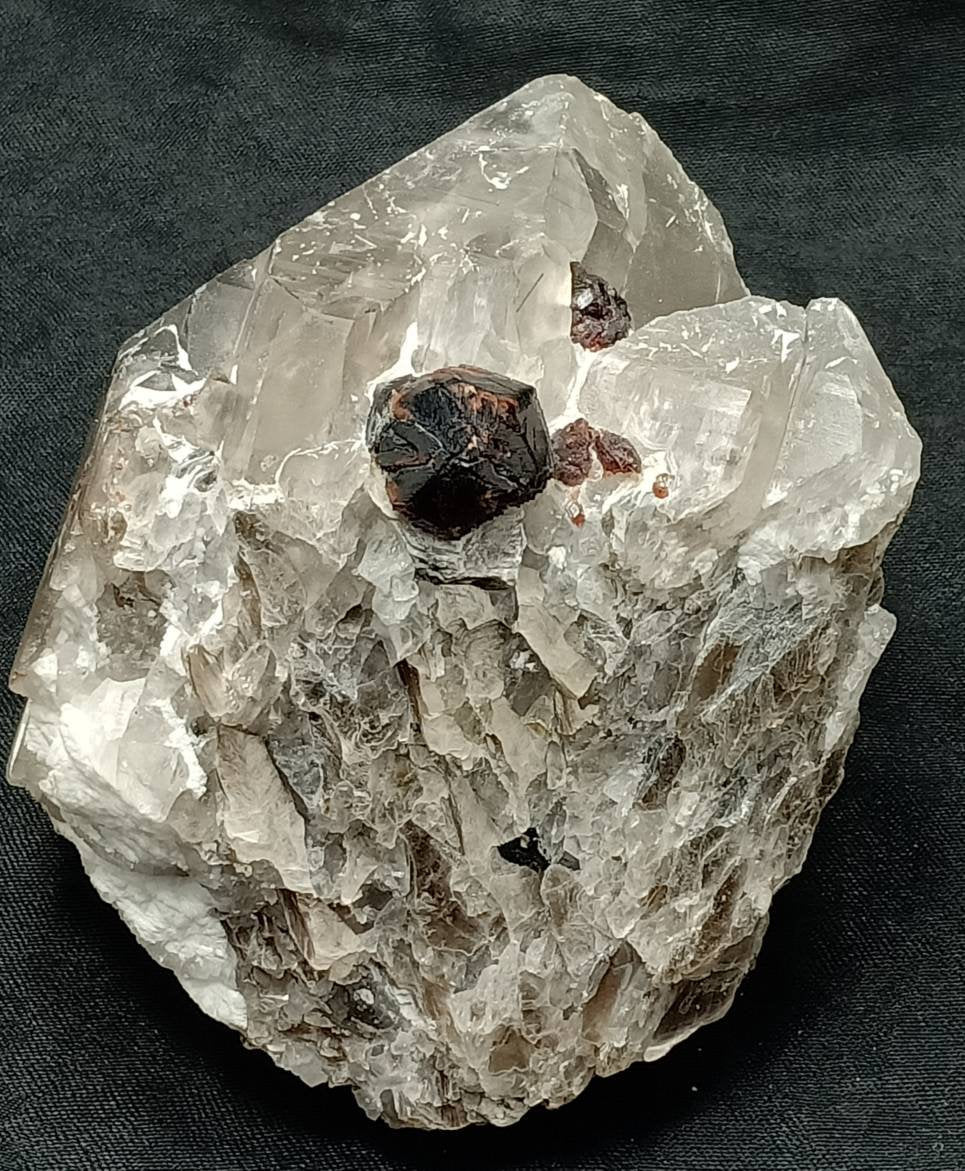 Spessartine Garnet crystals on matrix of smoky quartz and feldspar 517 grams