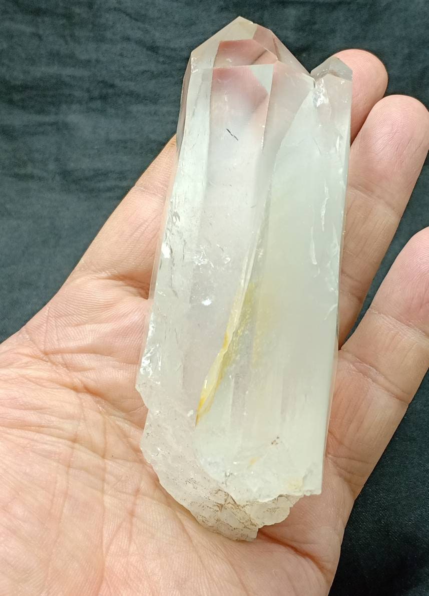 An amazing terminated twin crystals of quartz with grey inclusions 265 grams