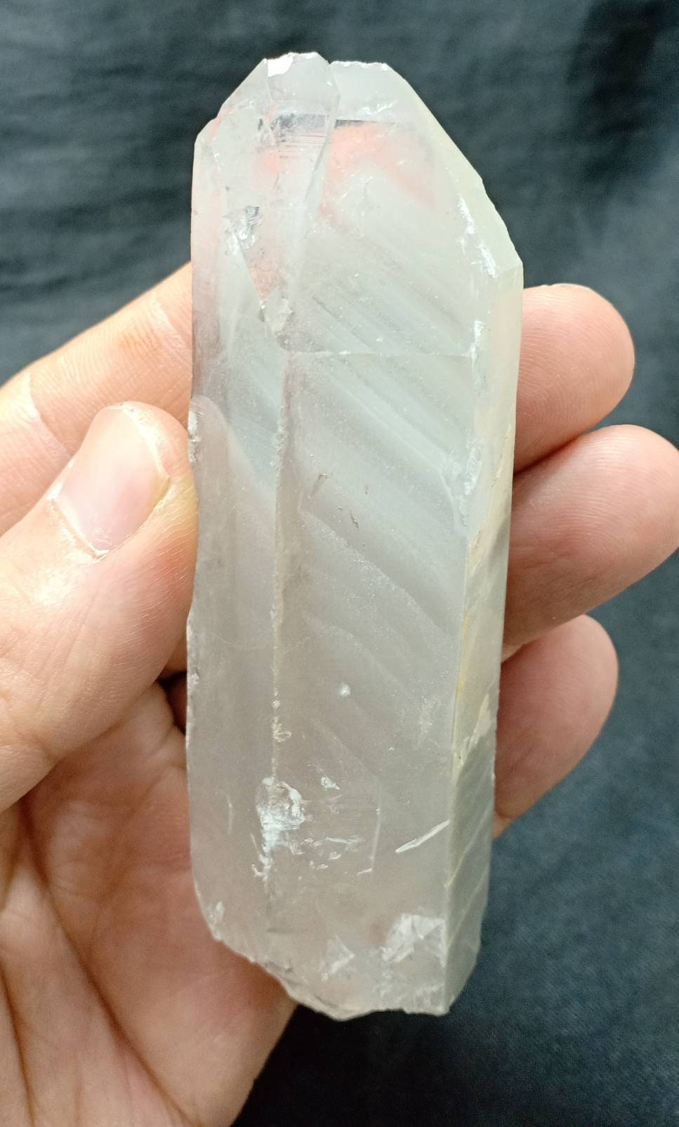 An amazing terminated crystal of grey phantom quartz 159 grams