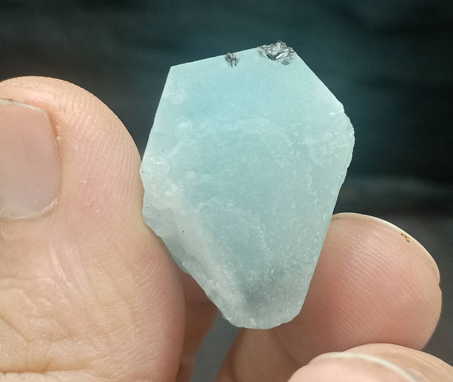 Single beautiful double terminated Afghanistan Aquamarine Crystal with associated tantalite 34 grams