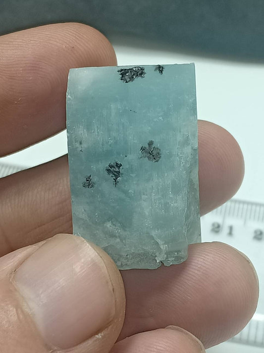 Single beautiful double terminated Afghanistan Aquamarine Crystal with associated tantalite 34 grams