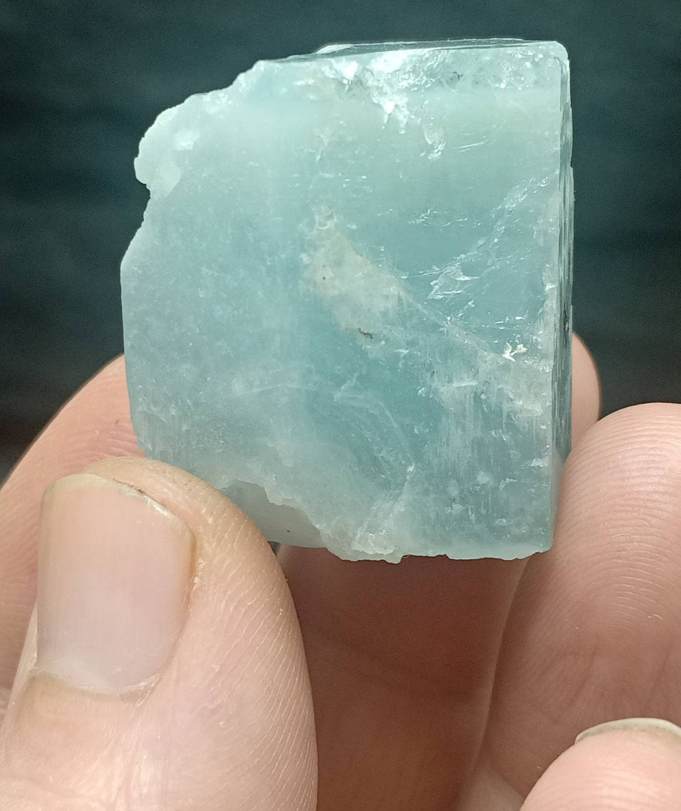 Single beautiful double terminated Afghanistan Aquamarine Crystal with associated tantalite 34 grams