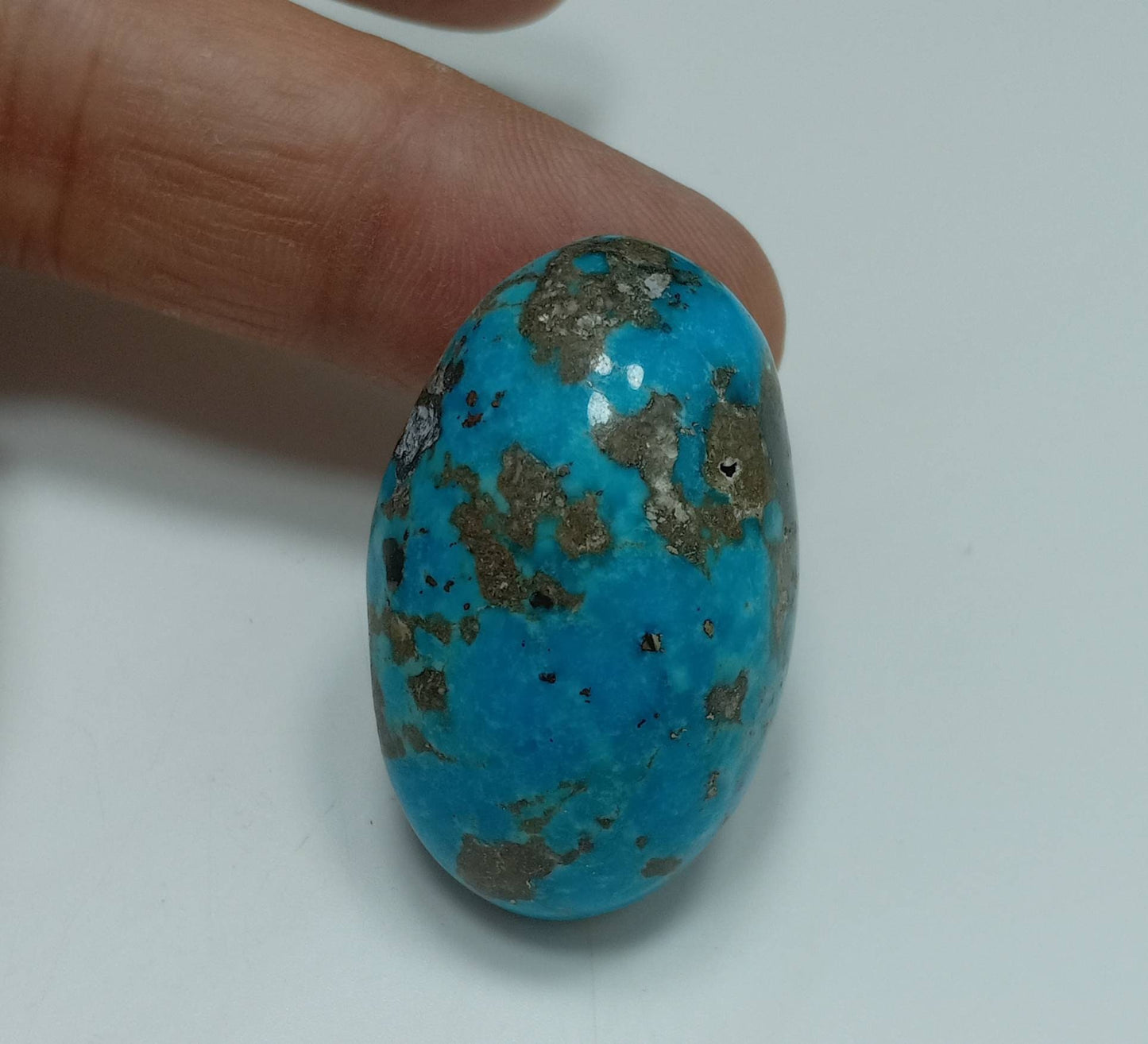 Single amazing natural turquoise cabochon with Pyrite 27.4 grams