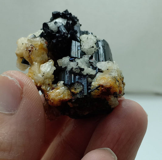 Natural Tourmaline crystals cluster on matrix with Albite 66 grams