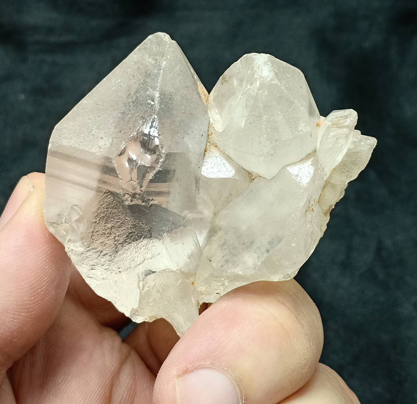 An amazing specimen of twin terminated Quartz Crystals 127 grams