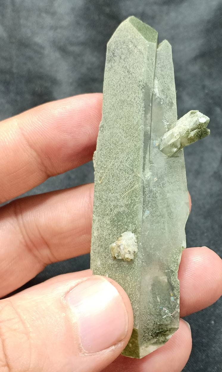 An Aesthetic Natural crystal of beautifully double terminated Chlorite Quartz 51 gram