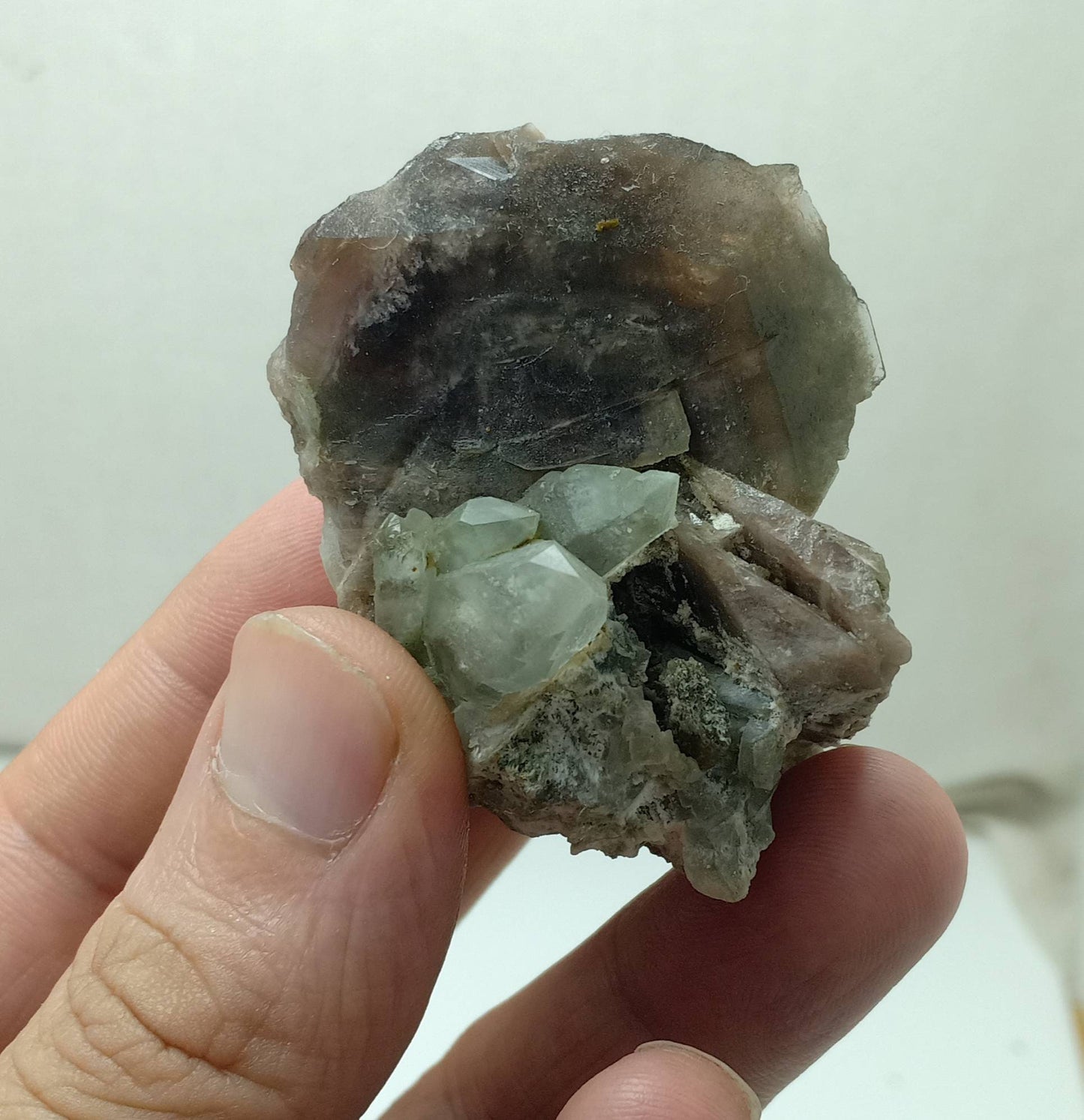 Axinite crystals on matrix with Chlorite quartz crystals 83 grams