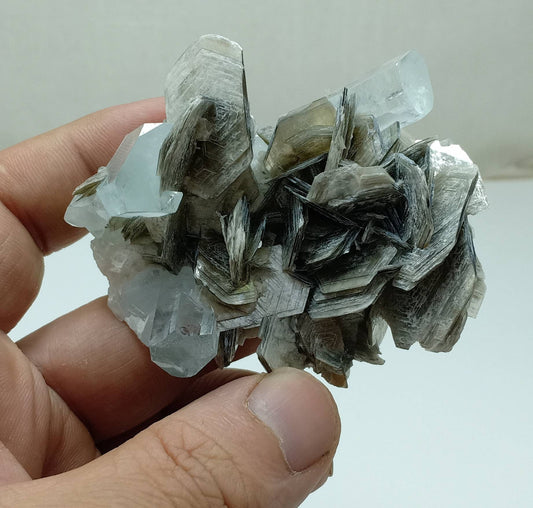 Aquamarine crystals cluster Specimen with Muscovite 93 grams