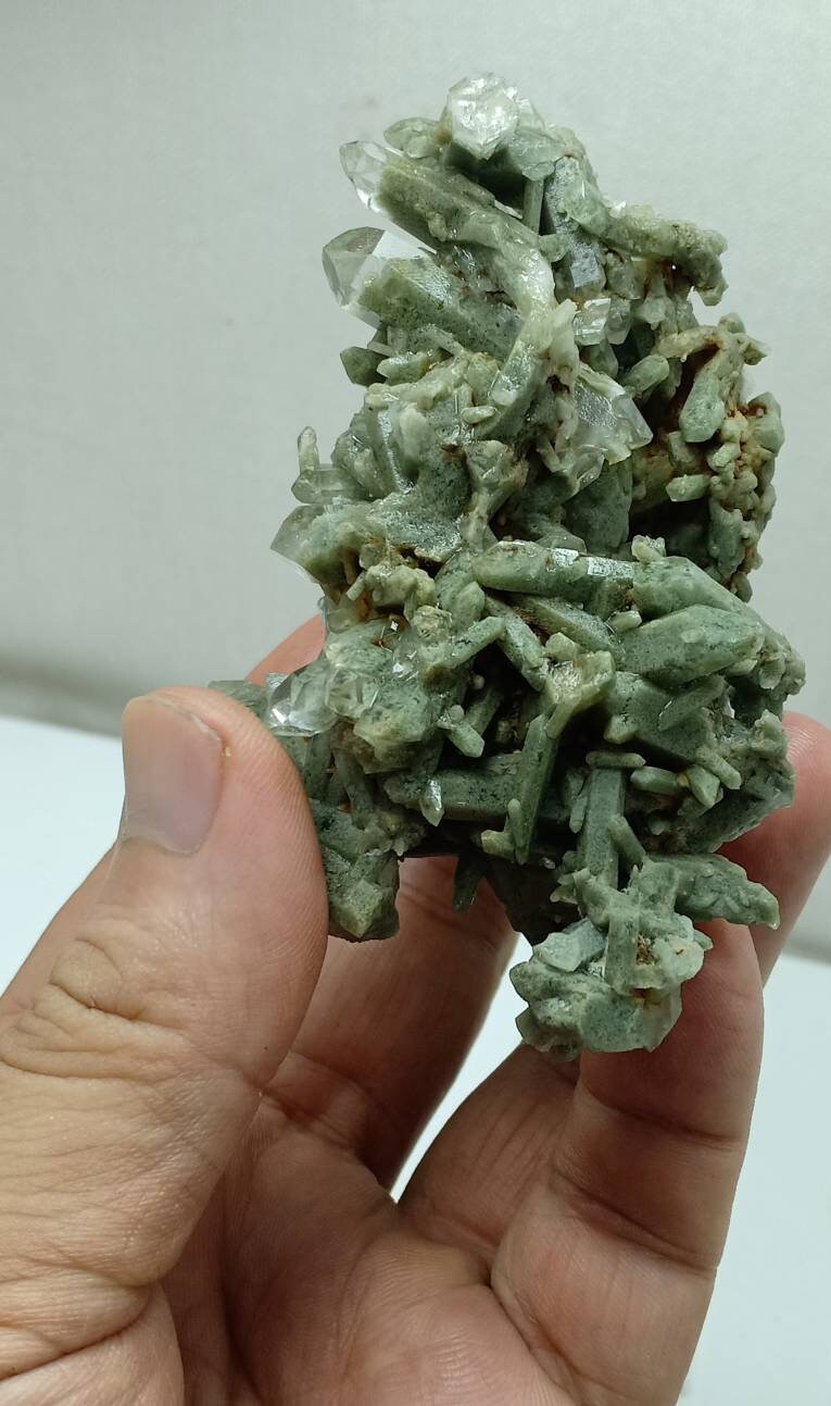 Terminated Chlorite Quartz crystals cluster 194 grams