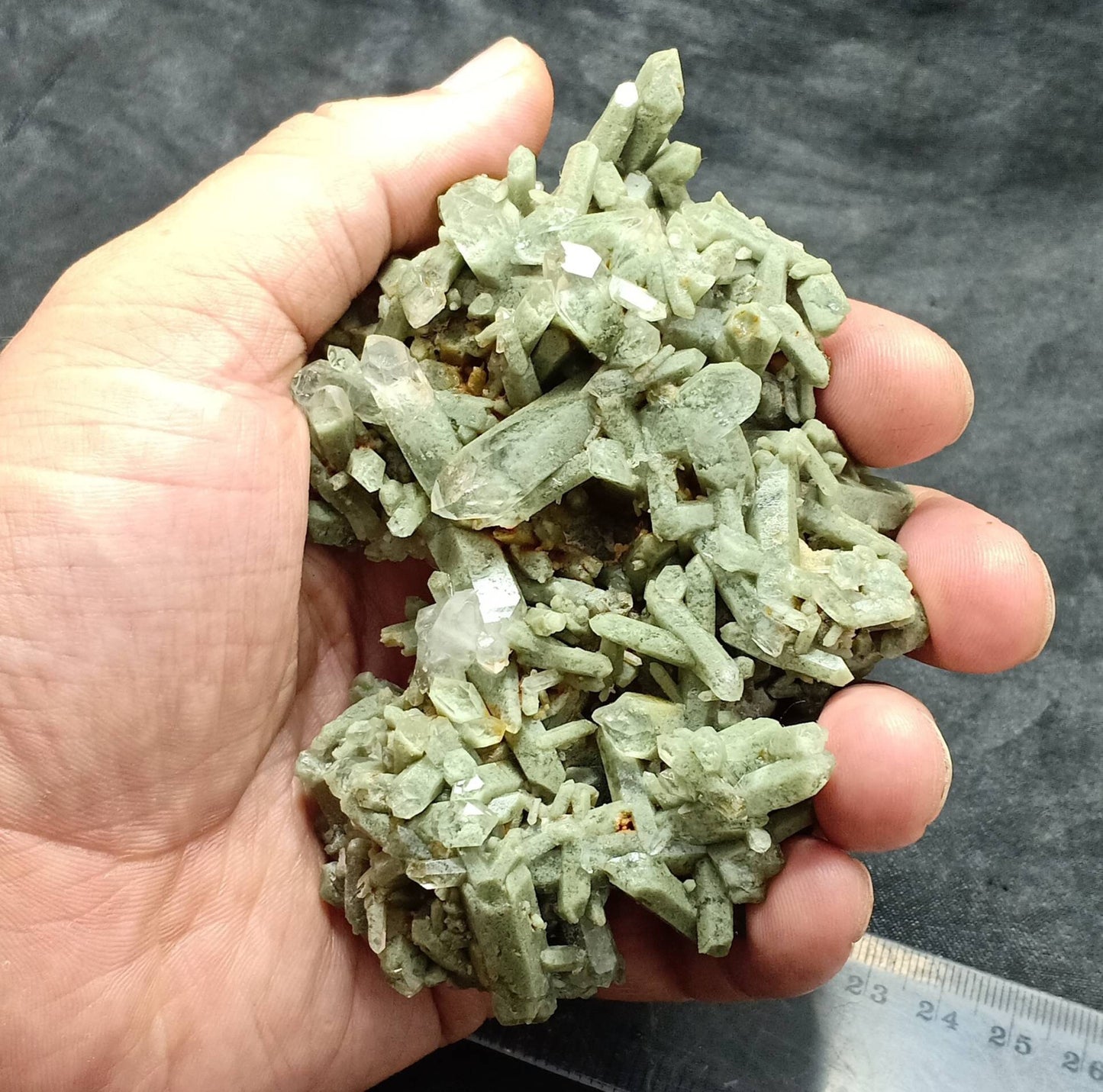 Chlorite Quartz crystals cluster 224 grams