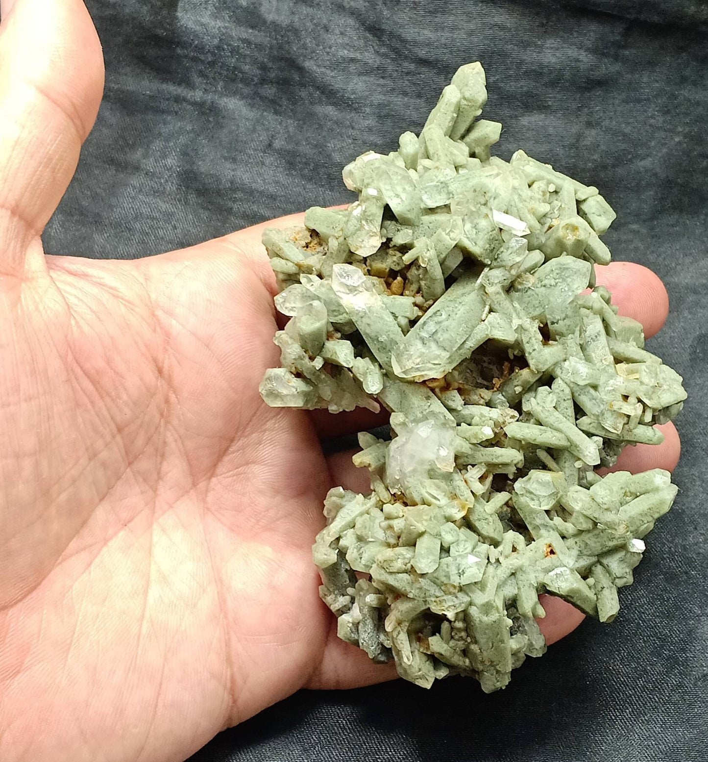 Chlorite Quartz crystals cluster 224 grams