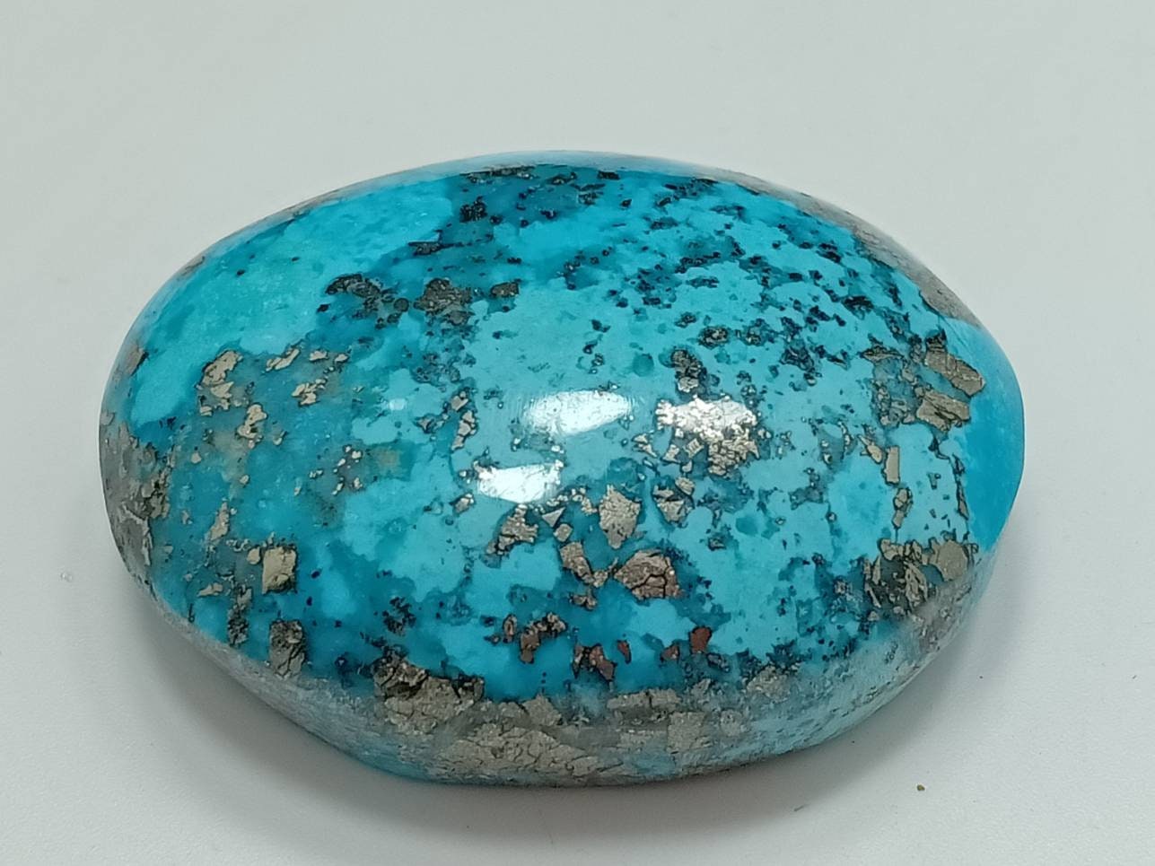 Single amazing natural turquoise cabochon with Pyrite 28.5 grams