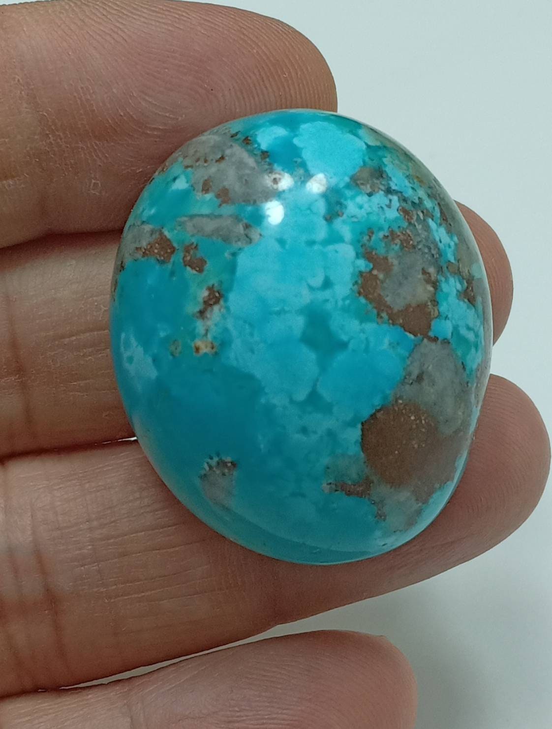 Single amazing natural turquoise cabochon with Pyrite 29.7 grams