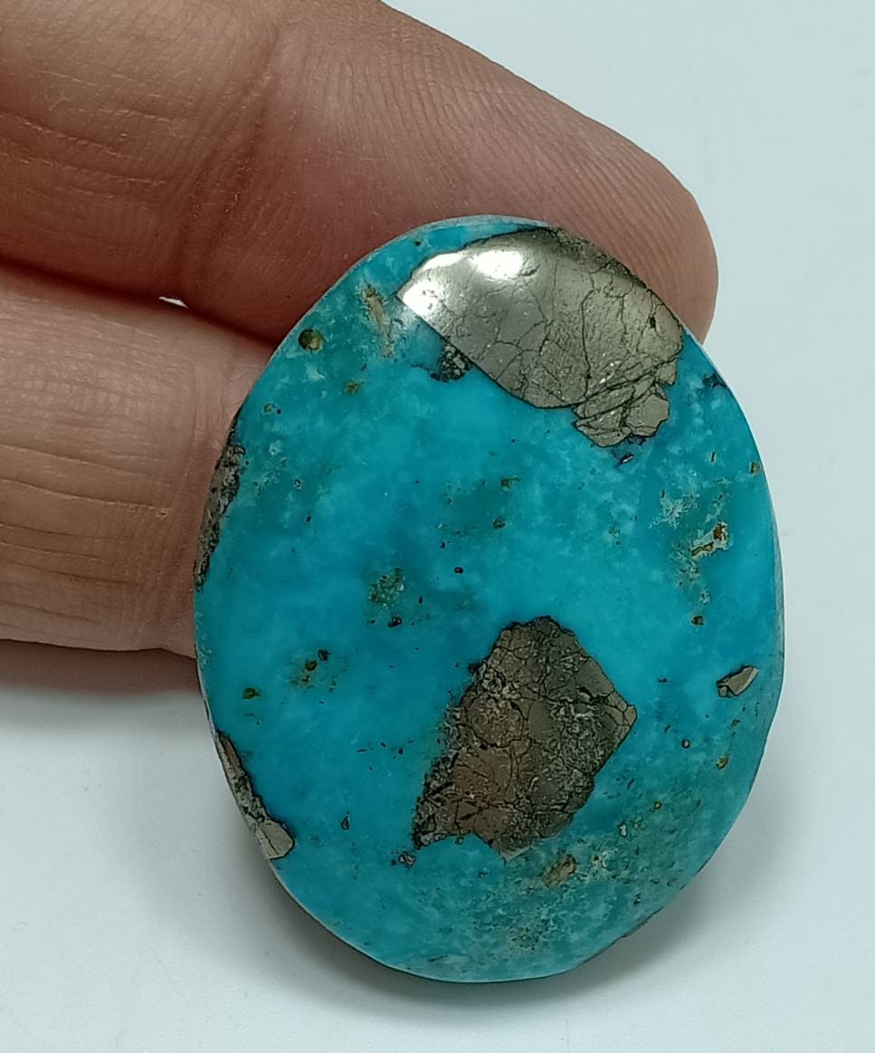 Single amazing natural turquoise cabochon with Pyrite  22 grams