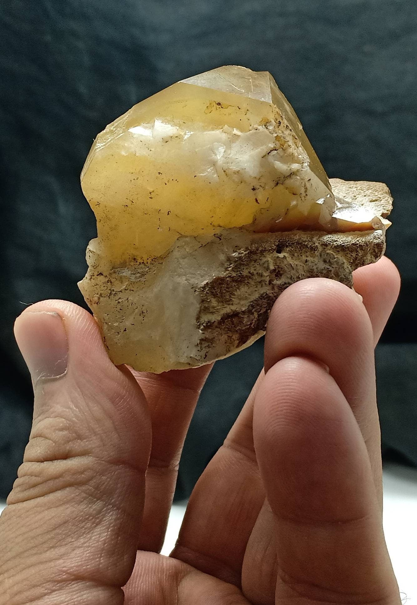 An amazing specimen of Astrophyllite included perfectly terminated Quartz Crystal on matrix 144 grams