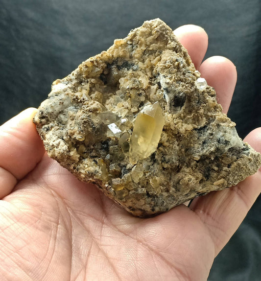 Astrophyllite included perfectly terminated Quartz Crystals on matrix of granite 197 grams