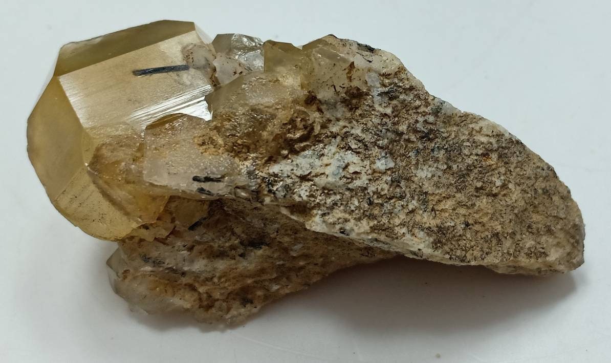 Astrophyllite Quartz Crystals cluster with aegirine inclusions on matrix of granite 53 grams