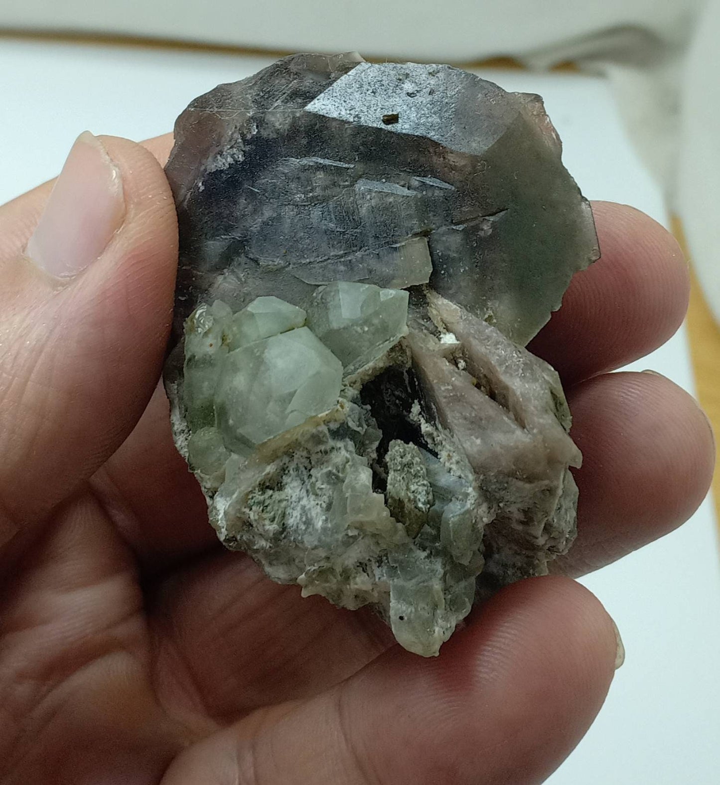 Axinite crystals on matrix with Chlorite quartz crystals 83 grams