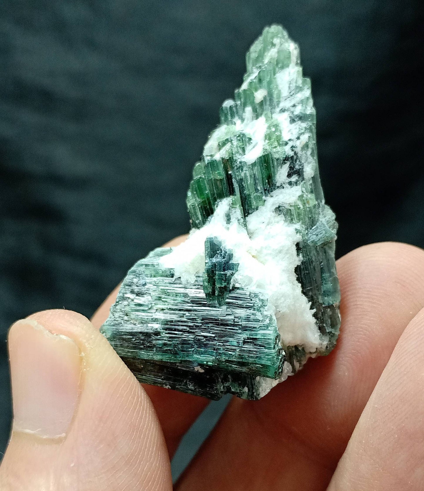 An amazing Dark green color Tourmaline crystals cluster with  21 grams