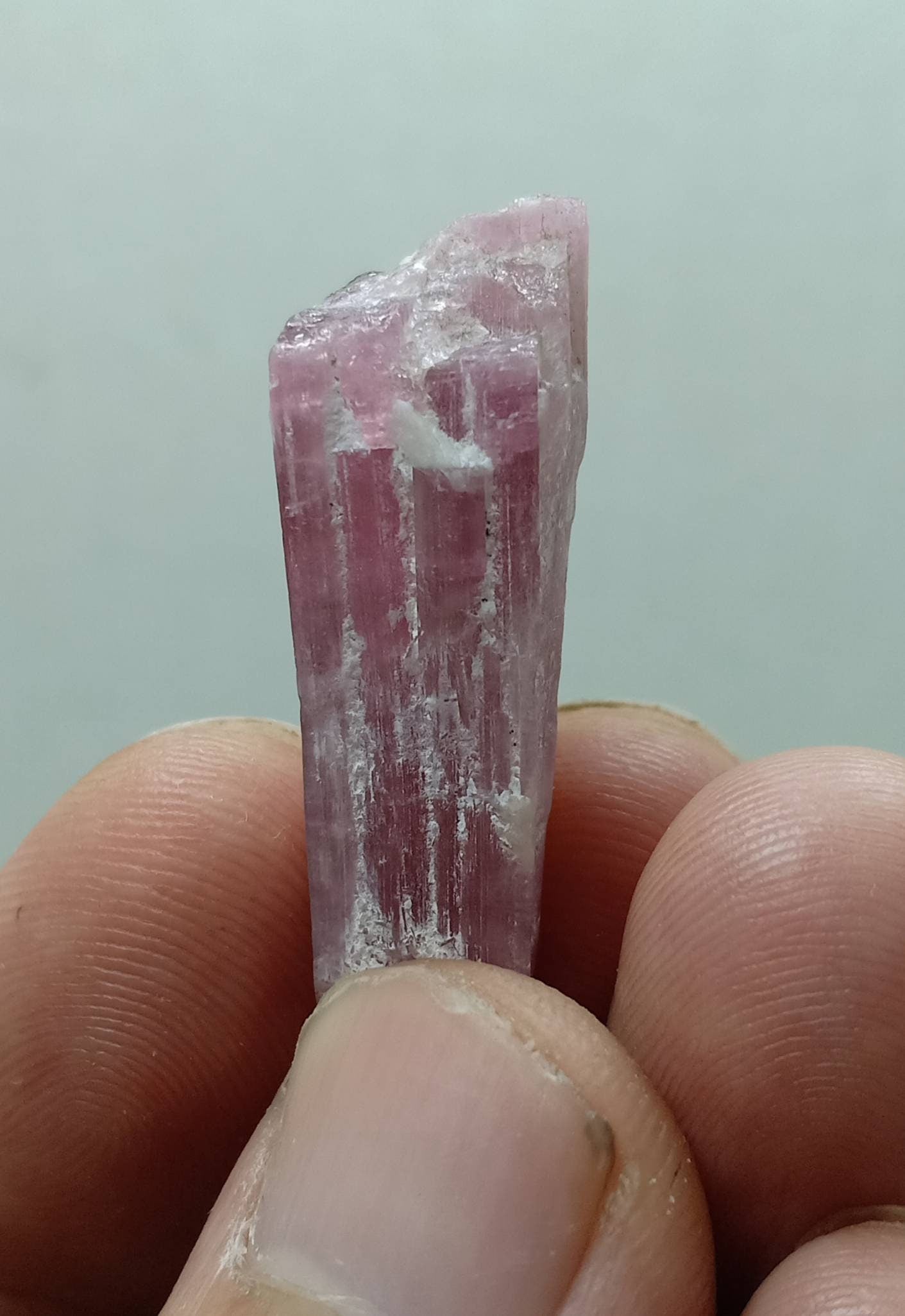 Single amazing small pink Tourmaline crystals cluster 52 carats
