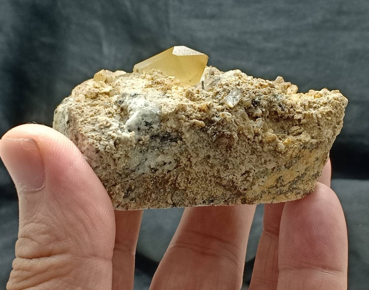 Astrophyllite included perfectly terminated Quartz Crystals on matrix of granite 197 grams