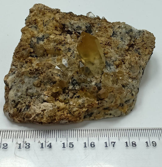 Astrophyllite included perfectly terminated Quartz Crystals on matrix of granite 197 grams