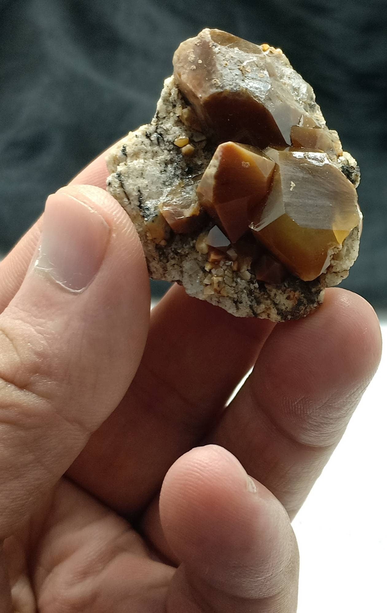 Astrophyllite Quartz Crystals cluster on matrix of granite 44 grams