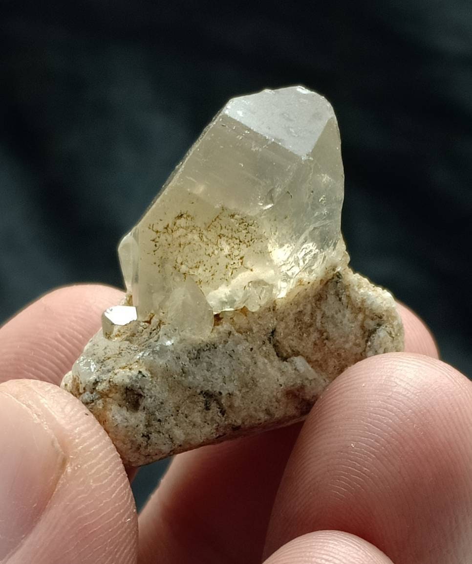 Aegirine included terminated Quartz Crystals cluster on matrix of granite 20 grams