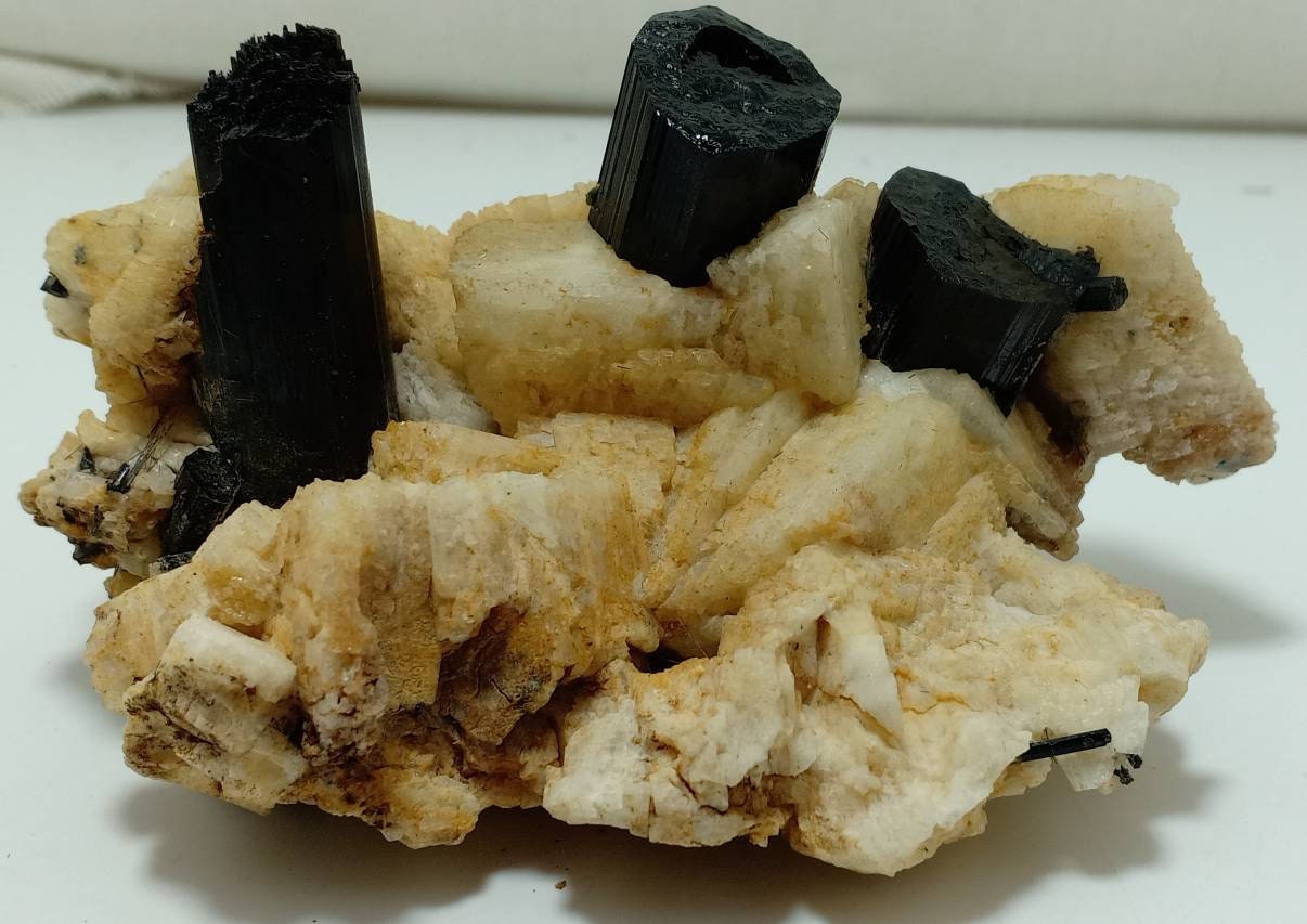 Natural schorl crystals specimen with associated albite 327 grams