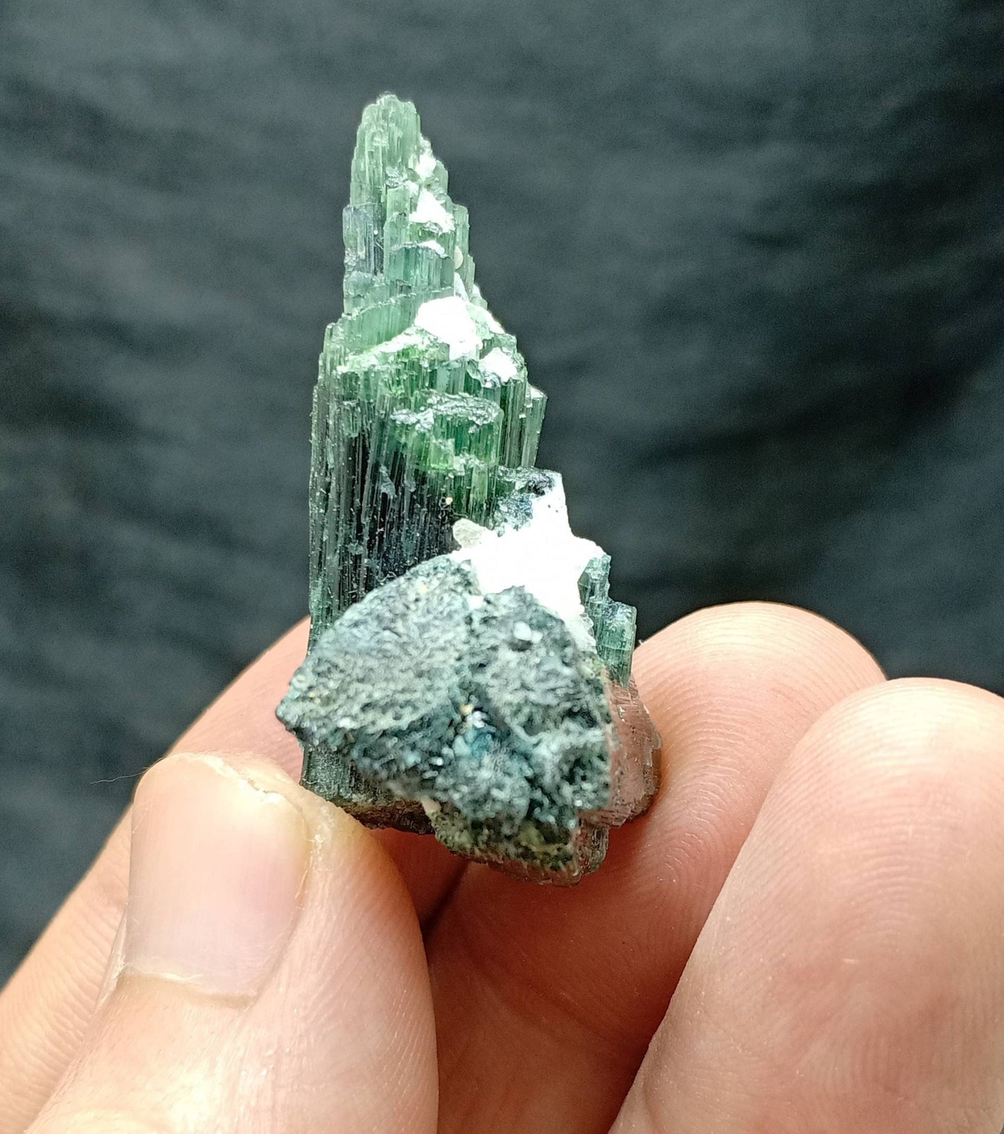 An amazing Dark green color Tourmaline crystals cluster with  21 grams