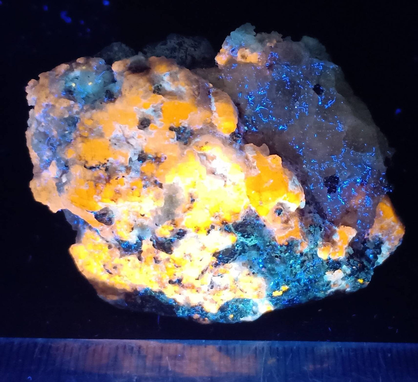 An Aesthetic specimen of Fluorescent Afghanite/lazurite with Pyrite on matrix  115 grams