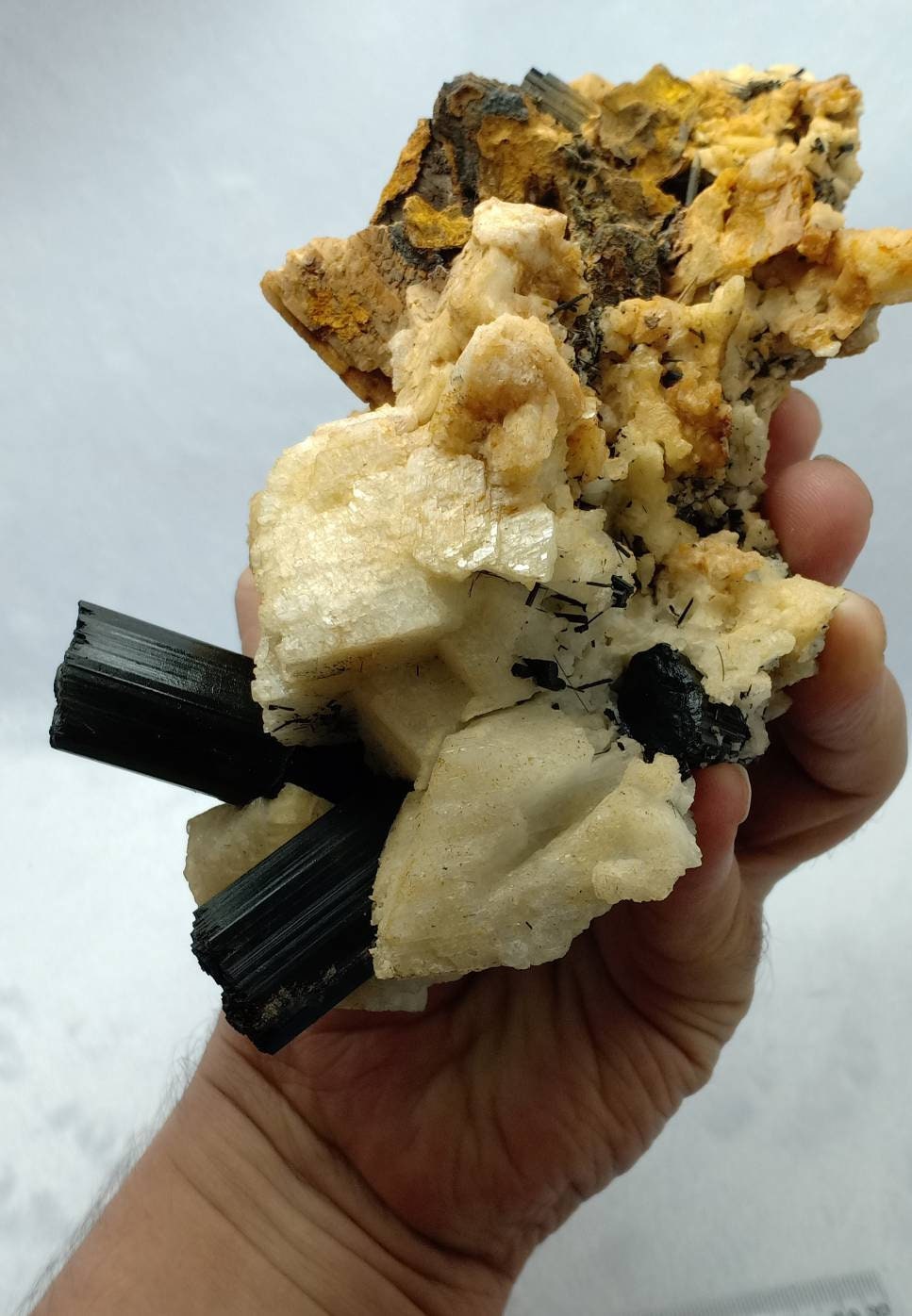An Aesthetic Natural schorl crystals specimen with associated albite 1050 grams