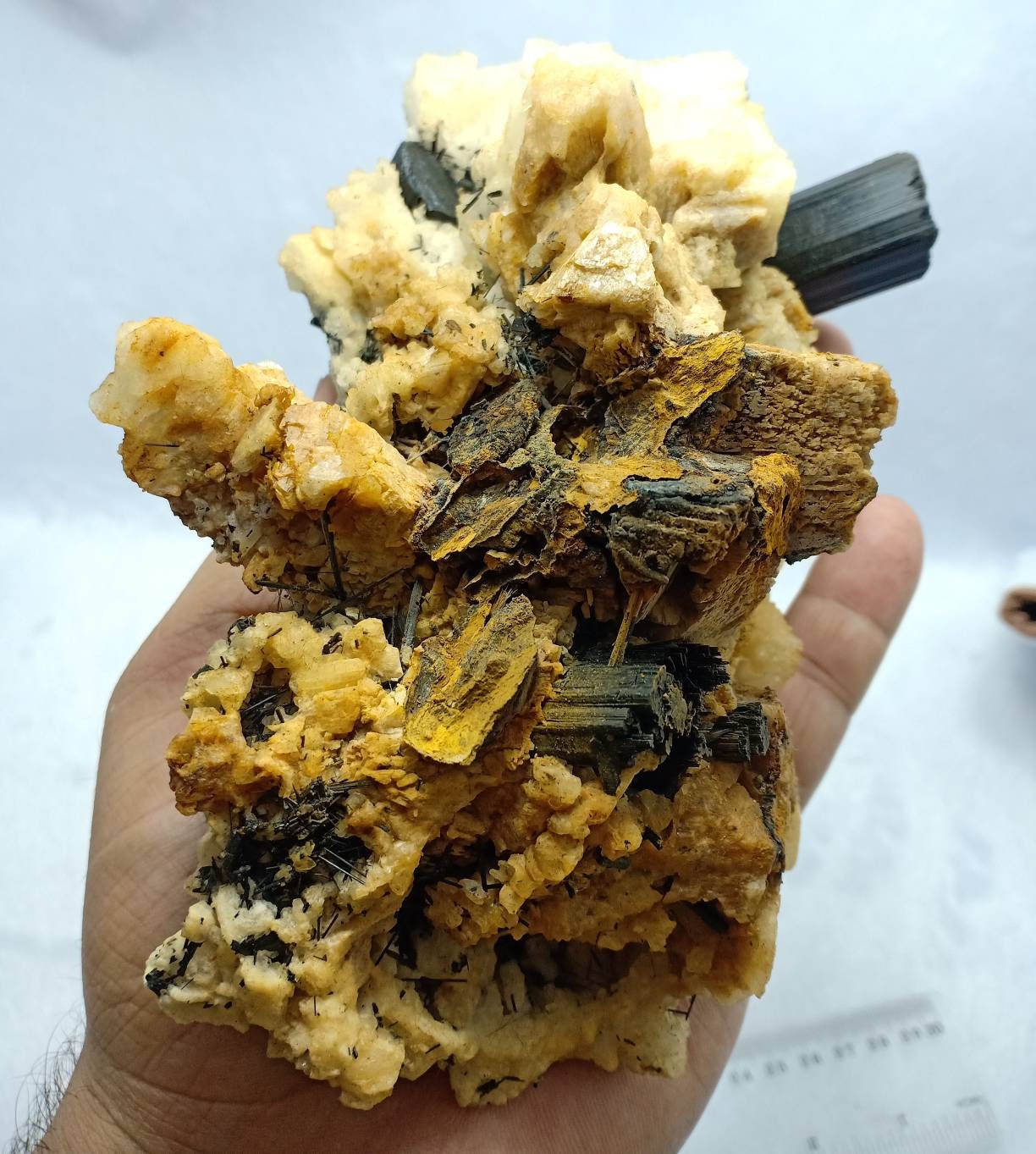 An Aesthetic Natural schorl crystals specimen with associated albite 1050 grams