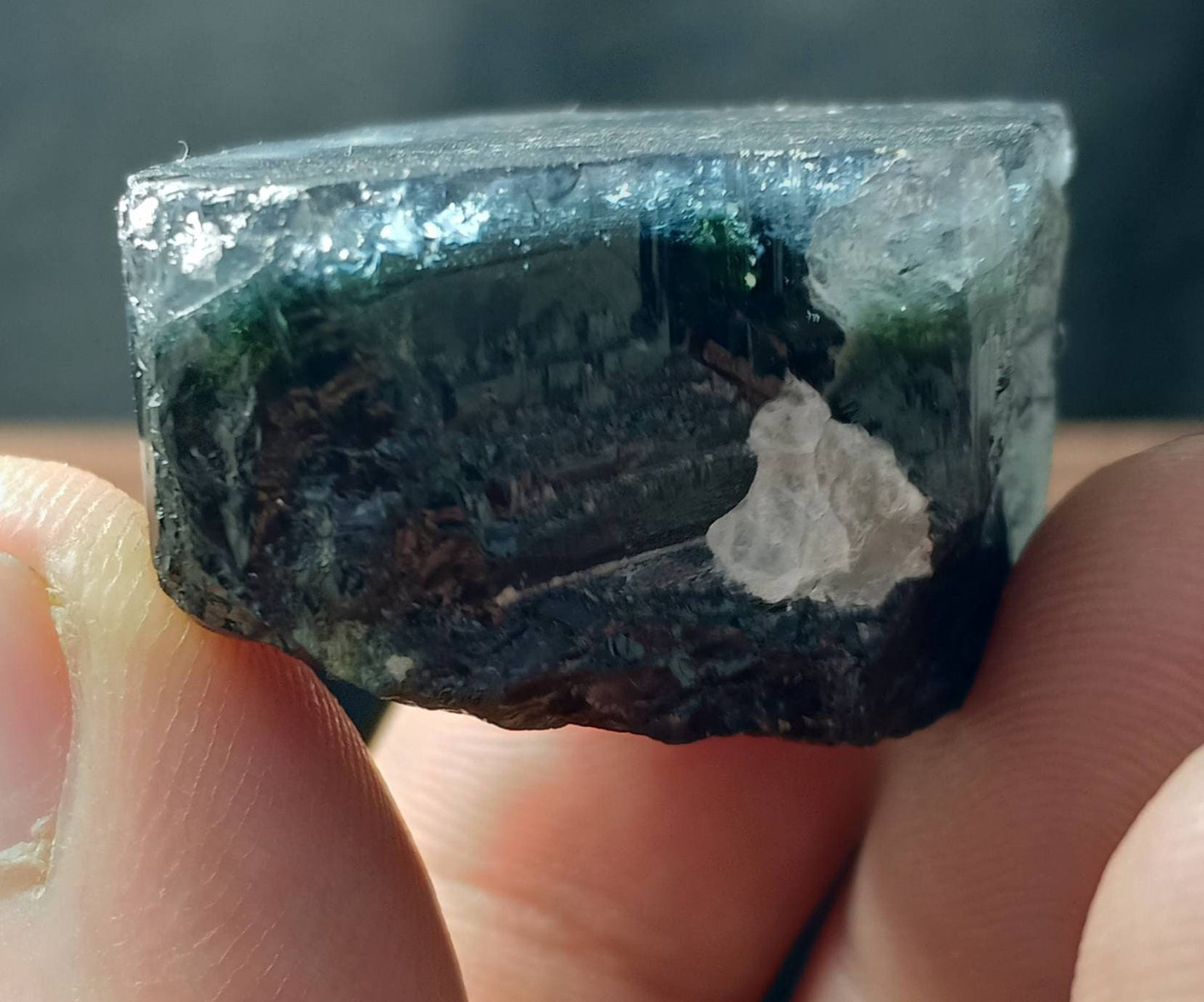 An amazing beautiful perfectly terminated blue cap Tourmaline crystal with some green shades 32 grams