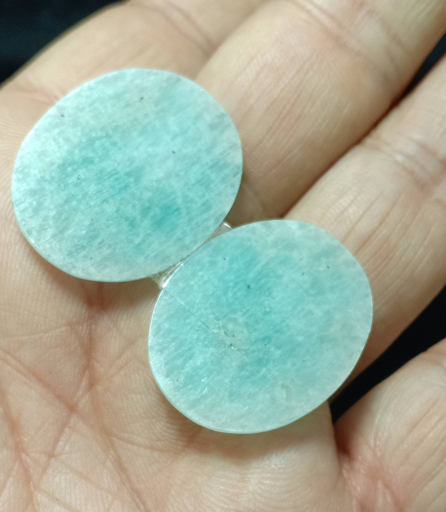 An amazing pair of Amazonite rose cut pair 45 carats