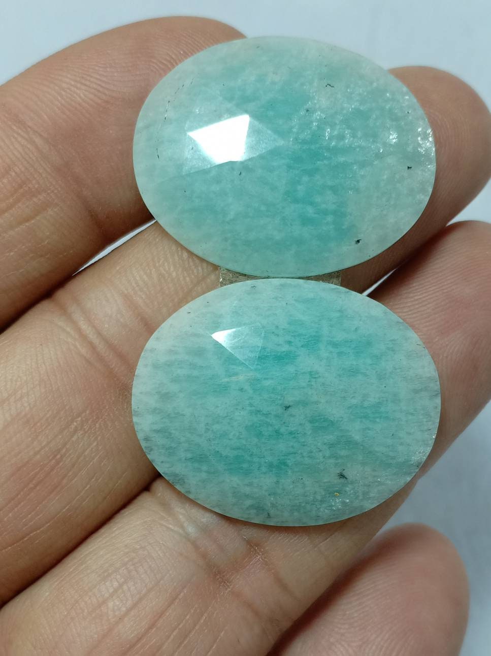 An amazing pair of Amazonite rose cut pair 45 carats