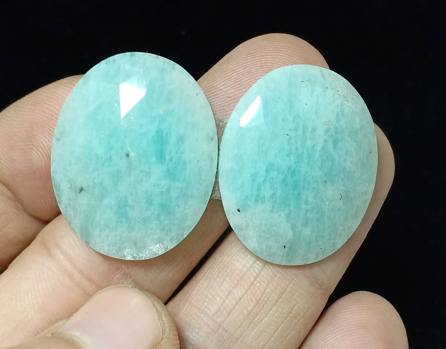 An amazing pair of Amazonite rose cut pair 45 carats