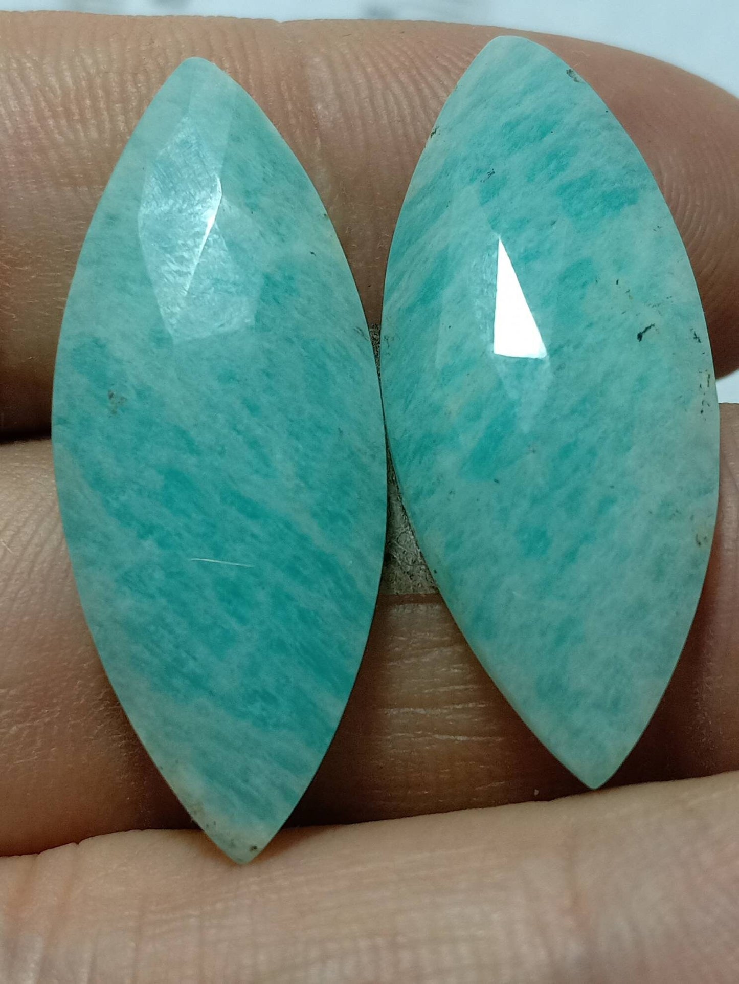 An amazing pair of Amazonite rose cut pair 28 carats