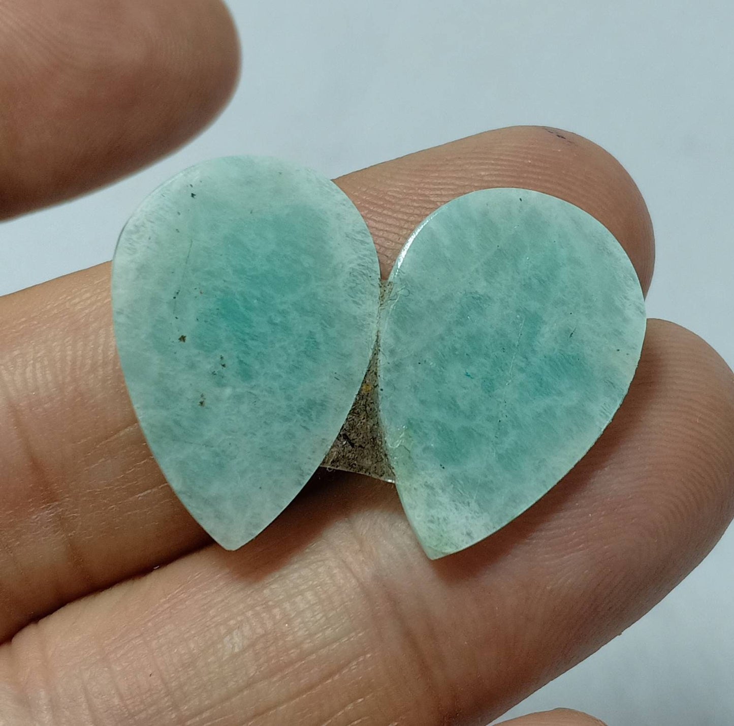 An amazing pair of Amazonite rose cut pair 22 carats