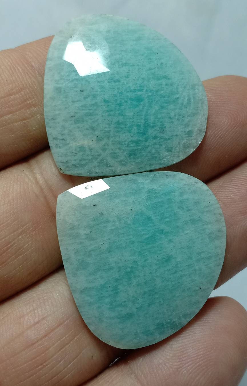 An amazing pair of Amazonite rose cut pair 54 carats