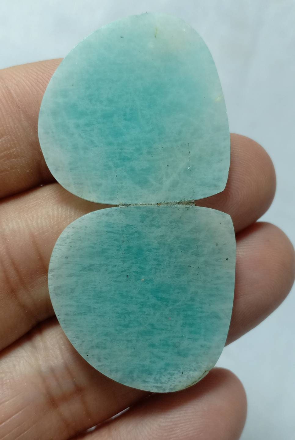 An amazing pair of Amazonite rose cut pair 54 carats