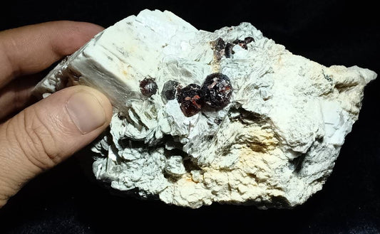An amazing beautifully terminated specimen of spessartine Garnet crystals on matrix with Feldspar and mica 971 grams