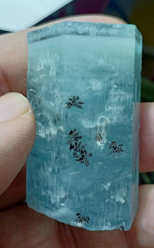 Afghanistan Aquamarine Crystal with tantalite 58 grams