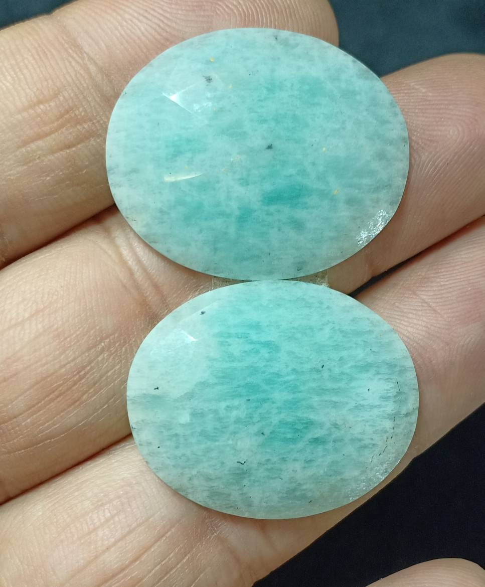 An amazing pair of Amazonite rose cut pair 45 carats