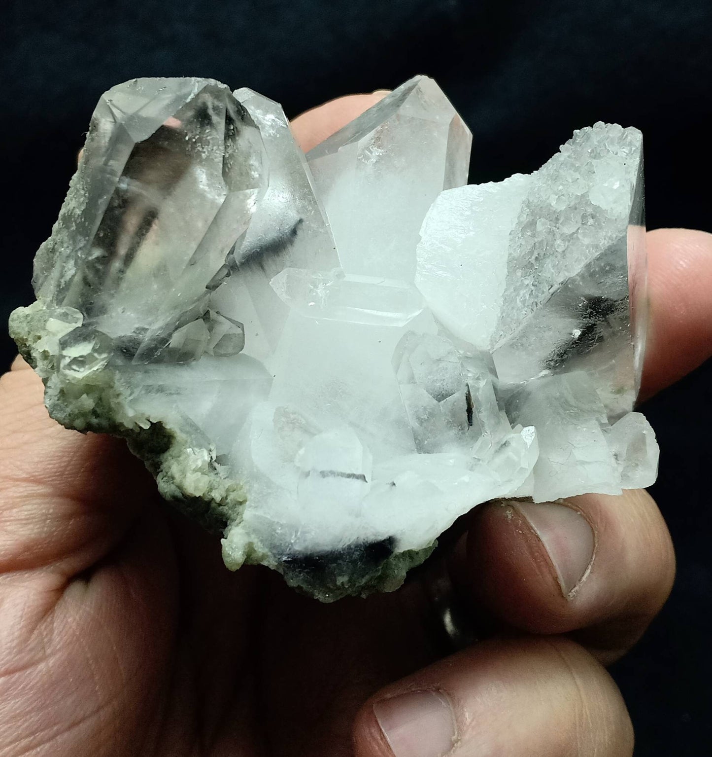 Brookite included Quartz Crystals cluster with chlorite 186 grams