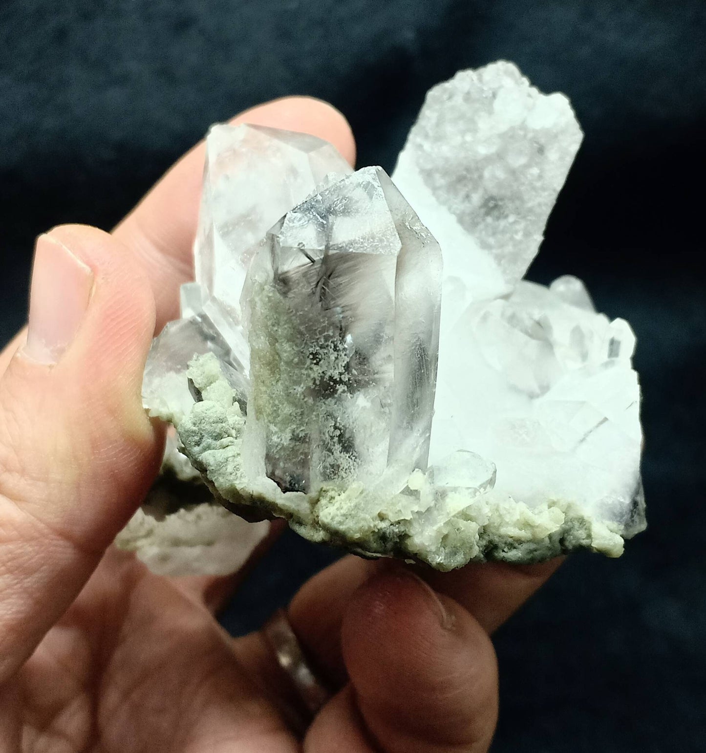 Brookite included Quartz Crystals cluster with chlorite 186 grams