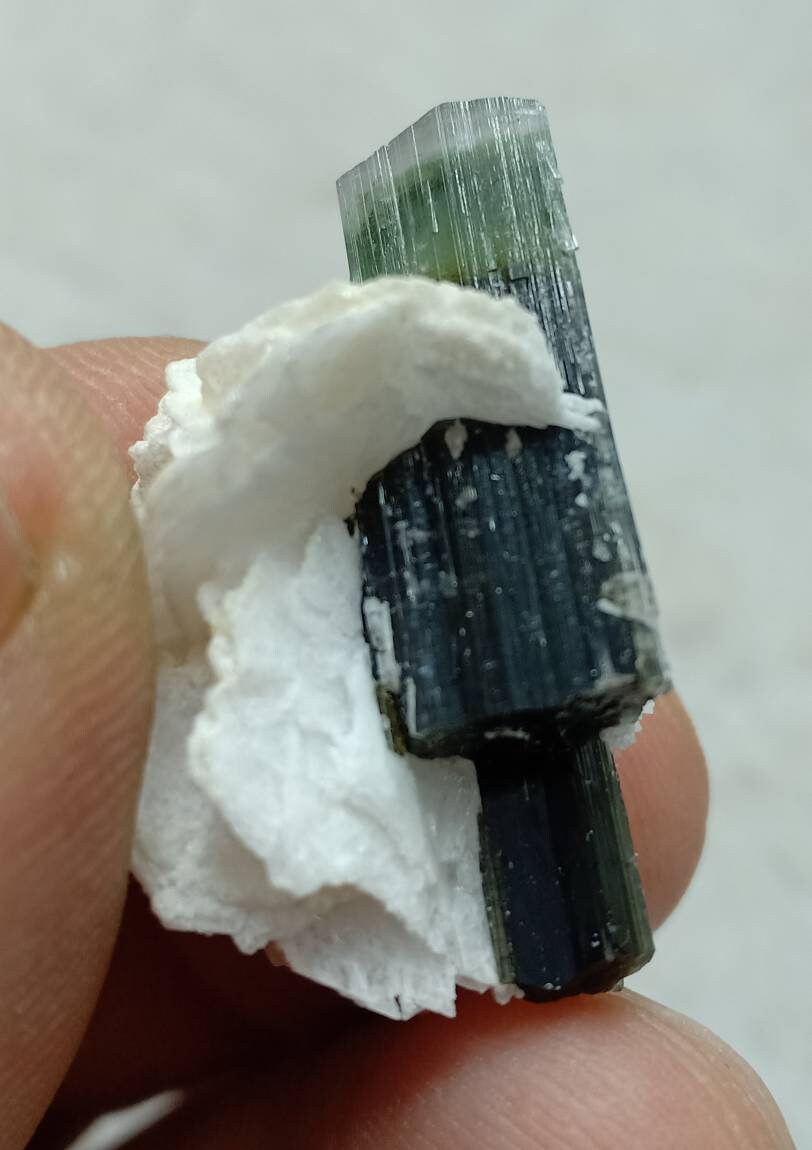 An amazing multicolor Tourmaline crystal and associated cleavlandite and a bit of quartz 7 grams