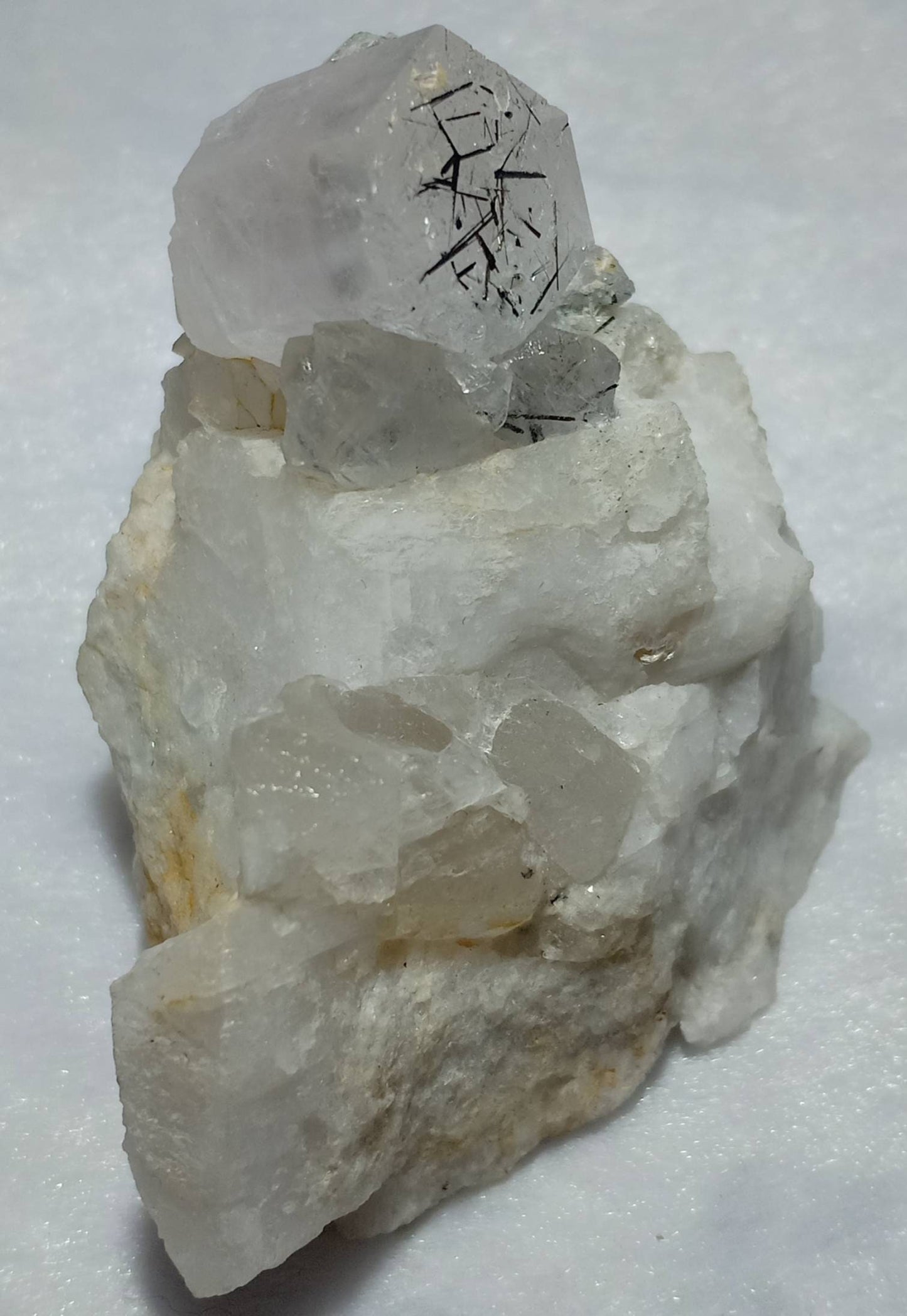 An amazing specimen of morganite on matrix with associated schorl and smoky  quartz 123 grams