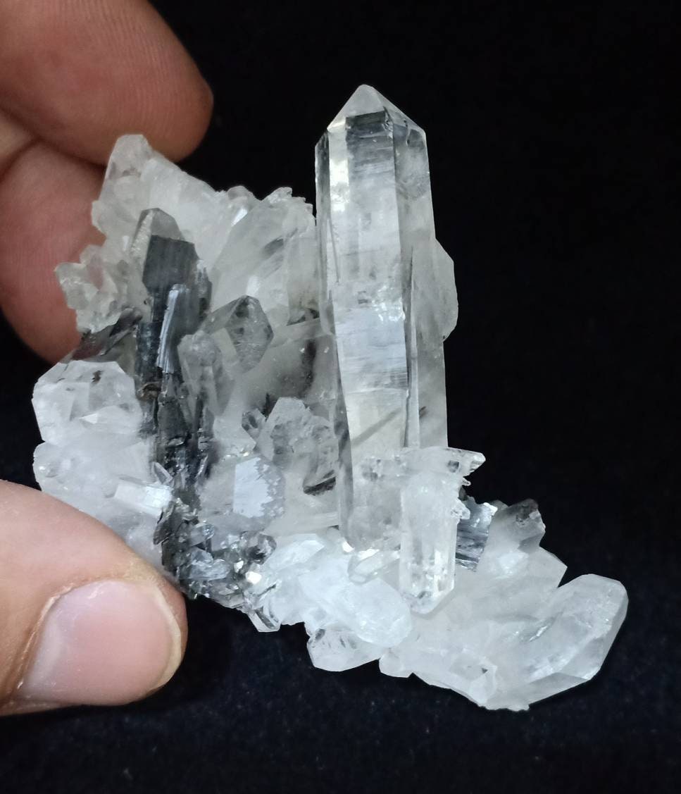 Single beautiful brookite included Quartz Crystals cluster on matrix 62 grams