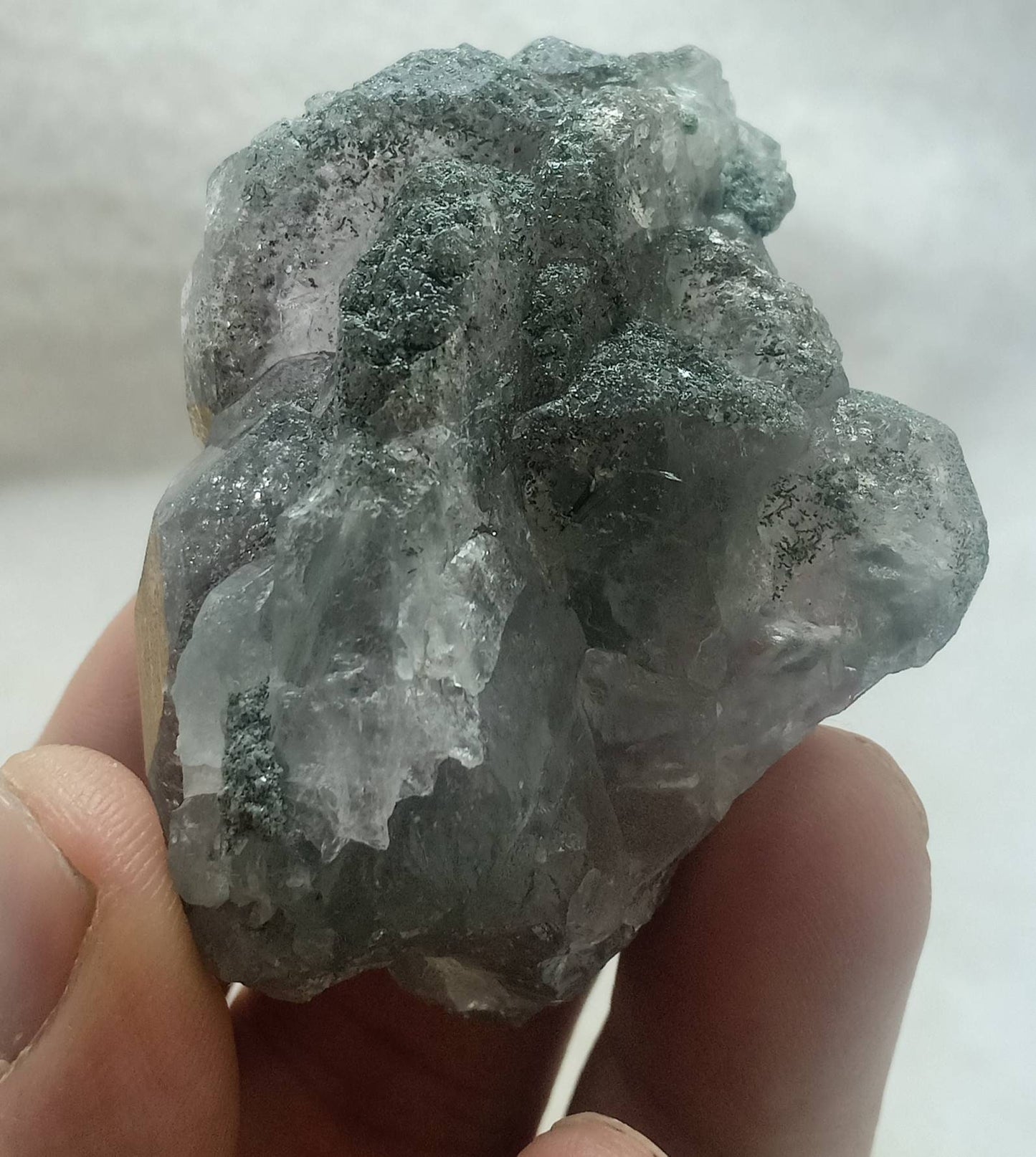 Light Purple Apatite with Green Inclusions of Byss-olite 115 grams